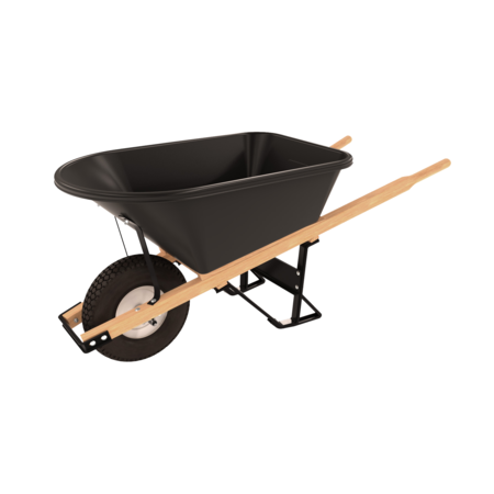 BON TOOL Barrow, Poly 5 3/4 Cubic Feet Tray, Single Knobby Tire Wood Handle 11-681